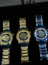 Luxury Skeleton Quartz Watch For Men Elegant Stainless Steel
