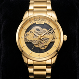 Luxury Skeleton Quartz Watch For Men Elegant Stainless Steel