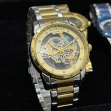 Luxury Skeleton Quartz Watch For Men Elegant Stainless Steel
