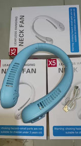 USB Rechargeable Neck Fan | 3 Modes Fan Speed | 360 Rotation Neck Hanging Fan With Box | C-Type Charging Cable Included